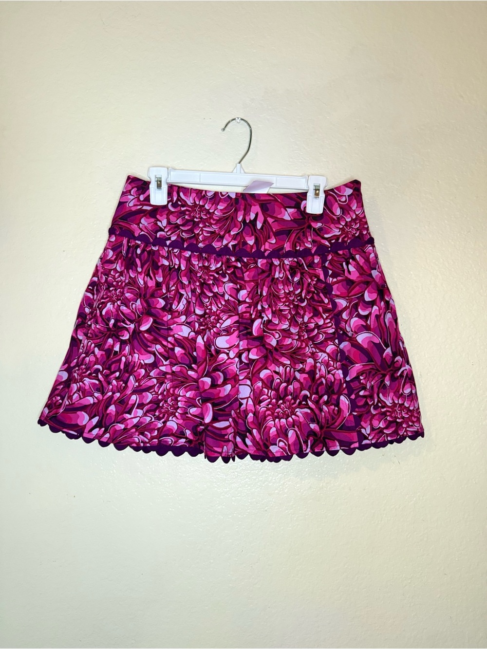 Kika Vargas Pink Floral Scallop-Hem Mini Skirt